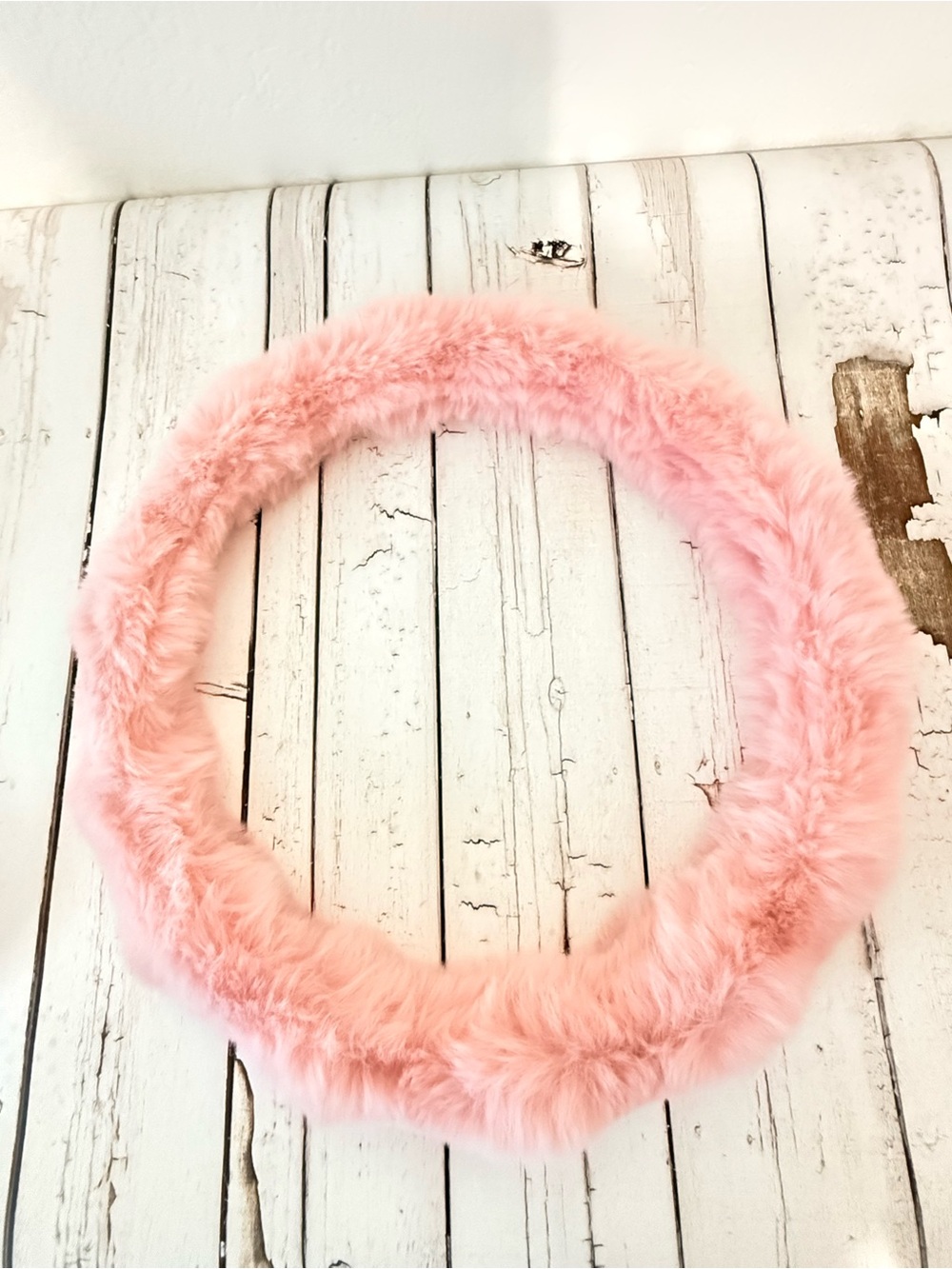 Plush Faux Fur Pink steering wheel cover
